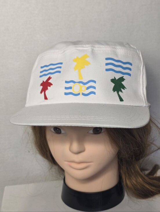 Ocean Pacific OP Other - New Vintage Ocean Pacific Hat Waves & Palm Trees White Velcro Back Baseball Hat